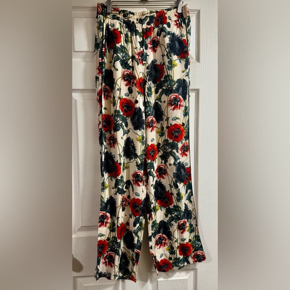 H&M Burnt Orange, Dark Green and Cream Floral Pant